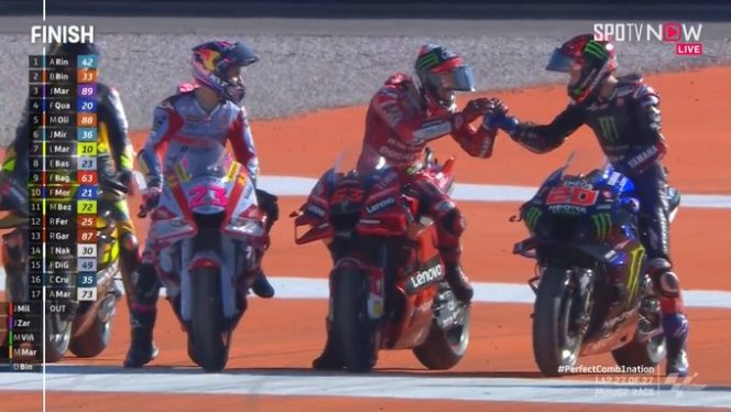 
					Update Hasil MotoGP Valencia 2022: Alex Rins Raih Podium 1, Pecco Bagnaia Juara Dunia MotoGP 2022