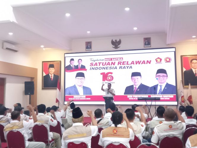 
					HUT ke-16 Satuan Relawan Indonesia Raya (Satria) di Kantor DPD Partai Gerindra Jateng, Minggu (2/6/2024)