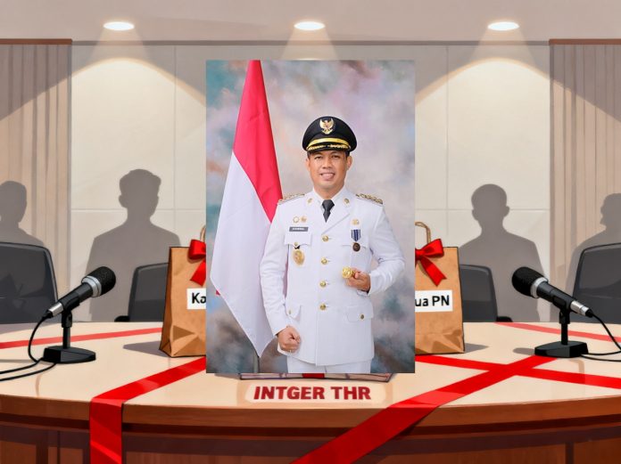 Ilustrasi goodie bag berlabel dan uang tunai sebagai barang bukti OTT Bupati Cilacap dalam konferensi pers KPK