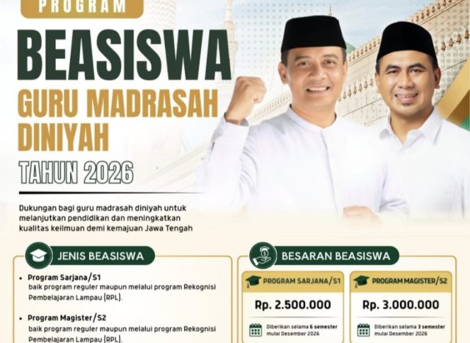 
					Kesempatan Emas Guru Madin! Beasiswa S1-S2 Jateng Dibuka hingga 22 November